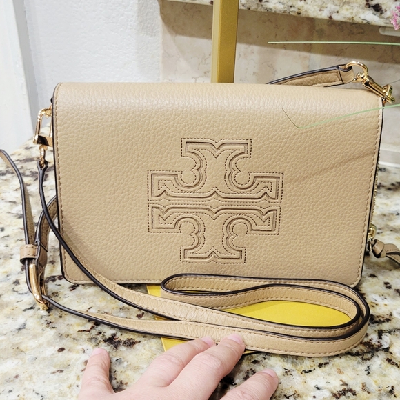 Tory Burch Light Brown Harper Flap Crossbody Bag - Picture 7 of 9